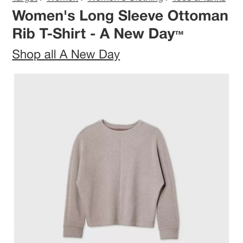 Women's long sleeve ottoman rib t shirt